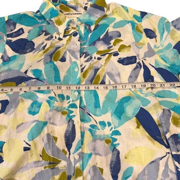 Cathy Daniels Women's Linen Color Toned Print Top Size Extra Large - Picture 6 of 7